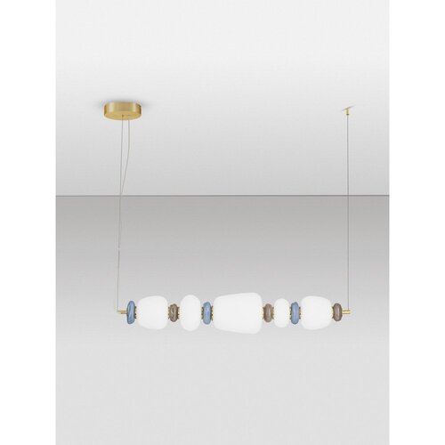 Nova Luce Bela/v zlati barvi kovinska LED zatemnitvena viseča svetilka s porcelanastim senčilom/s steklenim senčilom Palo &amp;ndash; Slike