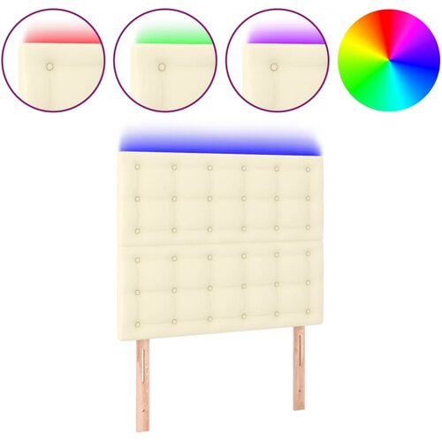 vidaXL LED posteljno vzglavje krem 90x5x118/128 cm umetno usnje, (20953279) Cene