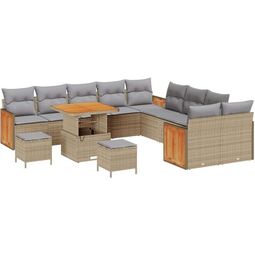  13-delni vrtni sofa set z blazinami, bež akacijev Cene