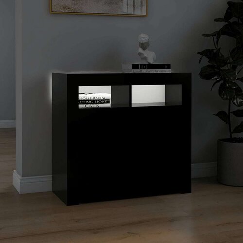 VidaXL komoda z LED lučkami črna 80x35x75 cm Slike