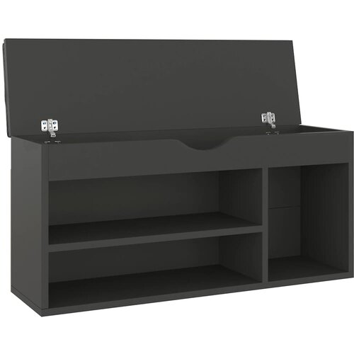  Klupa za cipele s jastukom siva 104x30x49 cm konstruirano drvo Slike