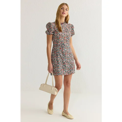 Trendyol Light Red Floral Mini Woven Dress