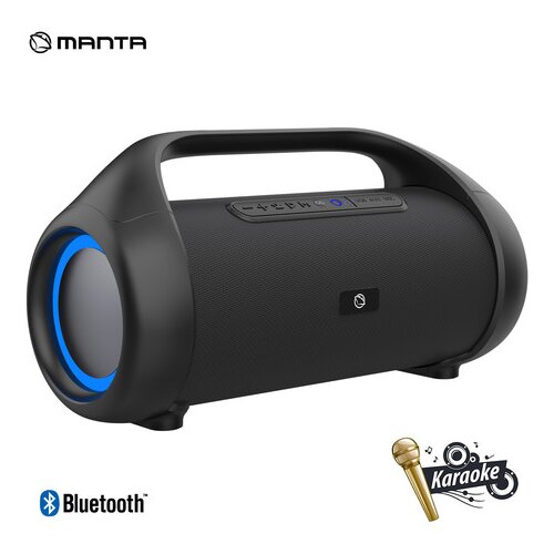 Manta boombox SPK310, Bluetooth 5.0, 90W RMS, TWS, polnilna baterija, RGB LED osvetlitev, IPX5 vodoodpornost, USB / AUX / MIC-in, Google Assistant & Siri, funkcija Power Bank, črn Cene