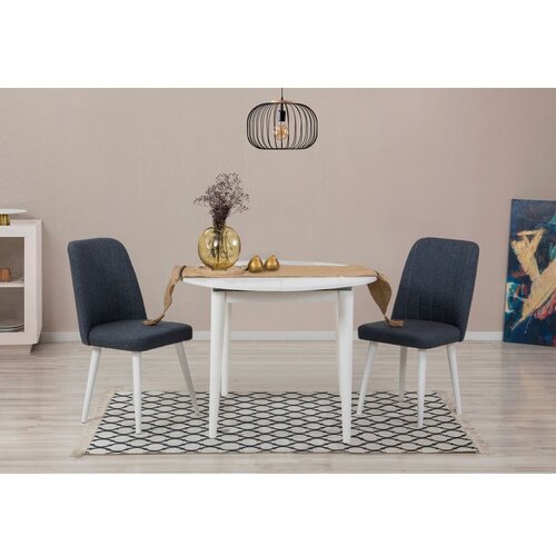 Woody Fashion vina 1048 - white, navy blue whitenavy blue extendable dining table & chairs set (3 pieces) Slike