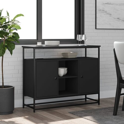 vidaXL Komoda črna 100x35x80 cm inženirski les Cene