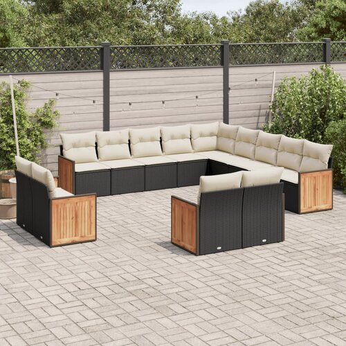  13-dijelni set vrtnih sofa s jastucima poliratan crni Cijene