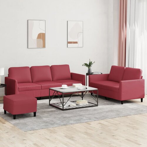  3-dijelni set sofa s jastucima boja vina od umjetne kože Cijene