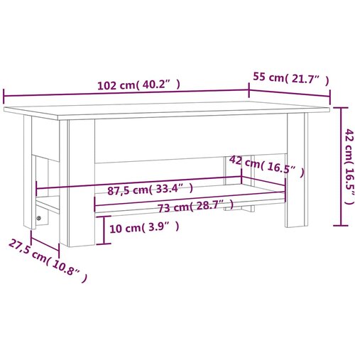 Stolić za kavu boja hrasta 102x55x42 cm konstruirano drvo Smeđa 102 x 55 x 42 cm Slike