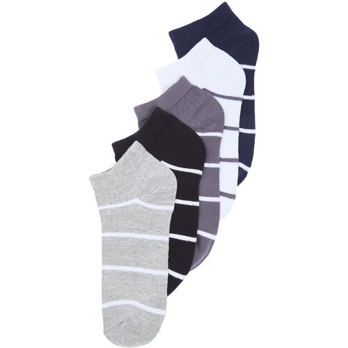 Trendyol Multi-Colored Men's 5-Pack Striped Textured Cotton Booties-Short-Ankle High Socks Slike