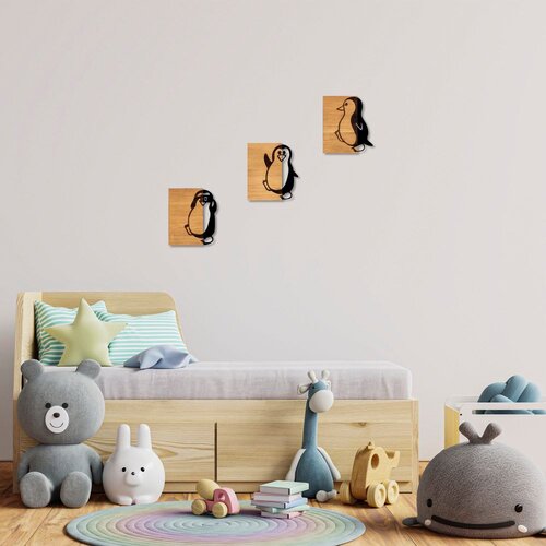 Wallity Zidna dekoracija Penguins - 336, 22 x 3 x 25 cm, Crna Cene