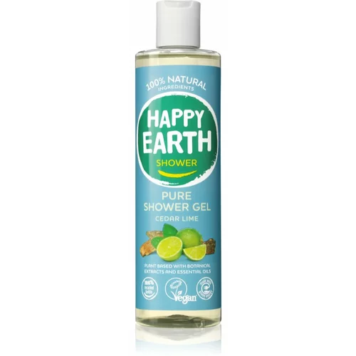 Happy Earth 100% Natural Shower Gel Cedar Lime gel za prhanje 300 ml