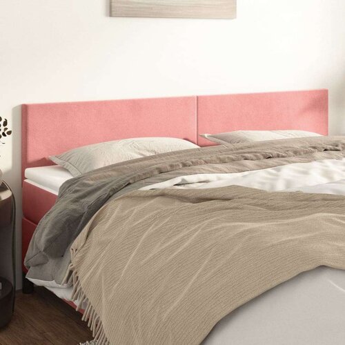  Posteljno vzglavje 2 kosa roza 100x5x78/88 cm žamet, (20793428) Slike