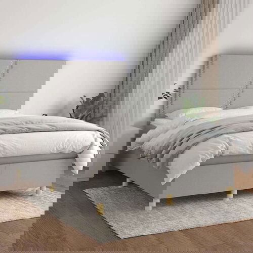  Box spring s madracem LED svjetlosivi 140x200 cm tkanina Cijene