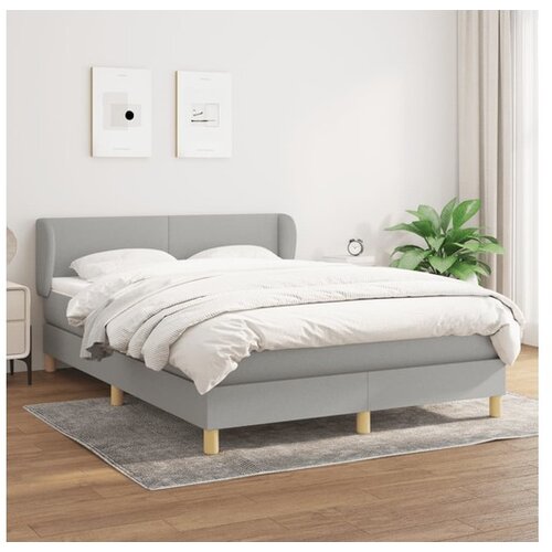  Box spring postelja z vzmetnico svetlo siva 140x200 cm blago Cene