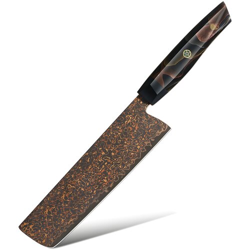 IZMAEL Damaskasti kuhinjski nož KU-37388 - Nakiri / Crna / Smeđa Cijene