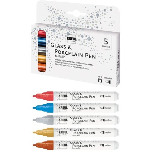 C.KREUL Flomastri za porcelan PEN metalic set 5 - kovinske barve, (20631487) Cene