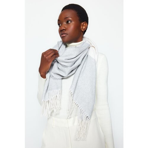 Trendyol White Women&amp;#039;s Soft-textured Scarf with Tassels Slike