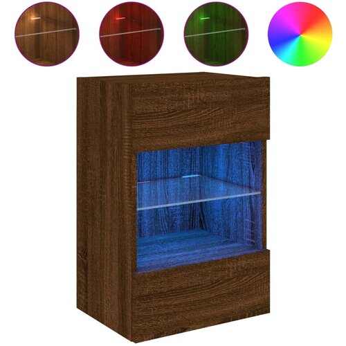 Maison Chic Stenska TV omarica - TV stojalo - Televizijska omarica z LED lučkami rjavi hrast 40x30x60,5 cm, (21700584) Slike