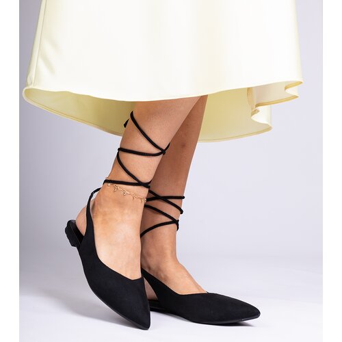D/CEO marka niezdefiniowana Black flat lace-up pumps tied around the ankle Karlioz Cijene