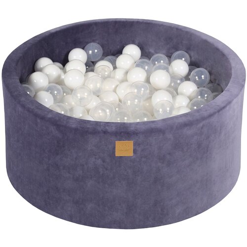 MeowBaby Bazen z žogicami, 90x40 cm s 300 žogicami, žamet, sivo-moder: prozoren/bel, (21295035) Cene