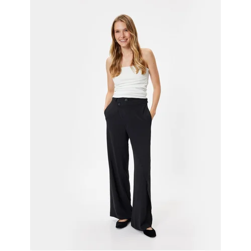 Koton Wide Leg Double Breasted Trousers with Pockets Standard Waist