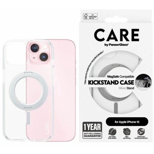 PanzerGlass OVITEK CARE BY KICKSTAND IPHONE 15 6.1 ZA MAGSAFE SREBRNI OVITEK, (21898099) Slike