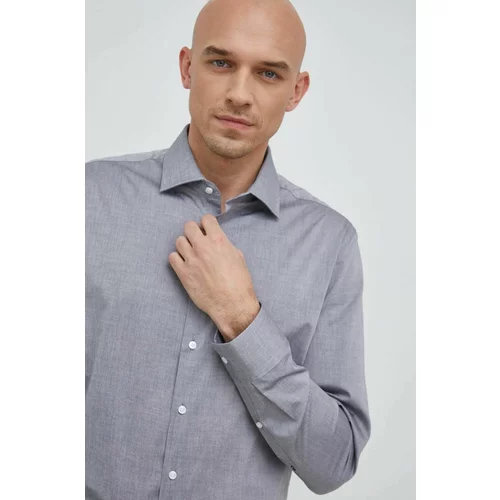 Seidensticker Pamučna košulja za muškarce, boja: siva, slim, s klasičnim ovratnikom