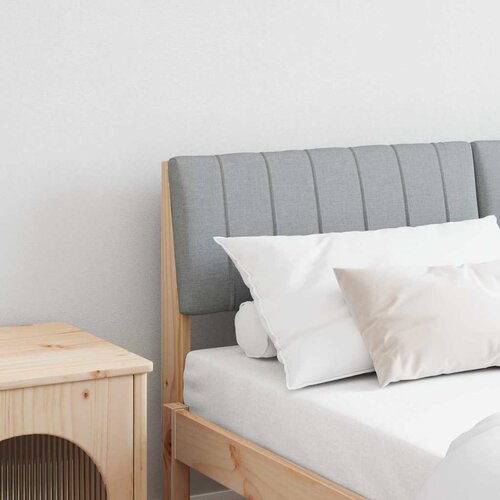 vidaXL Tapecirano vzglavje Svetlo siva 140 cm Masivno borovo les Cene