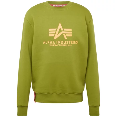 Alpha Industries Sweater majica zelena / marelica