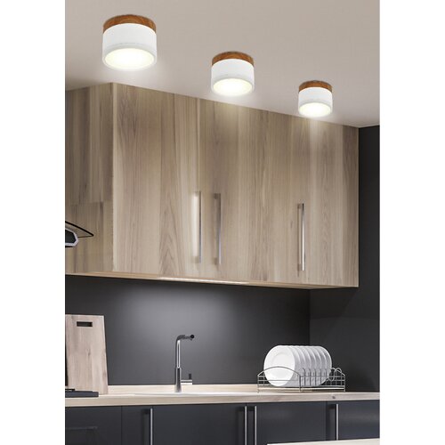 Candellux tuba 9W led 4000K bela+drvena prečnik 8,8 cm Slike