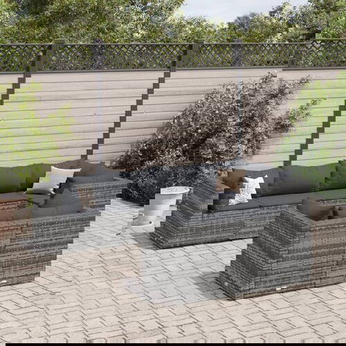 vidaXL 7-dijelna vrtna garnitura od poliratana s jastucima siva Cene