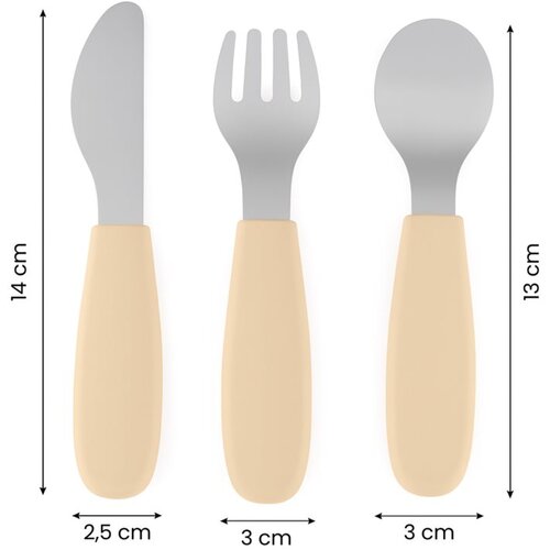 Petite&amp;amp;Mars take&amp;amp;match stainless steel cutlery set pribor za otroke velvet latte 12m+ 3 kos Slike