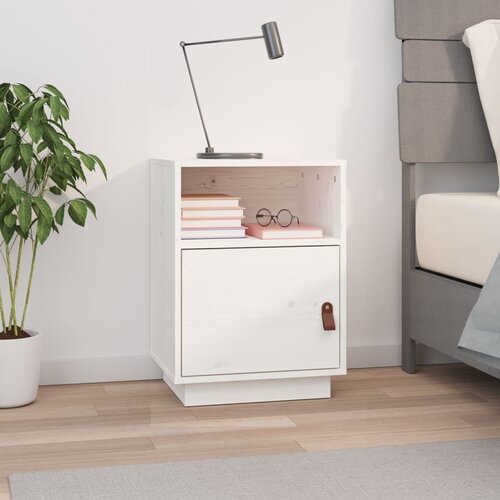 The Living Store Nočna omarica bela 40x34x55 cm trdna borovina - Nočna Omarica, (21433666) Cene