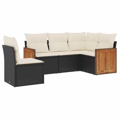 Maison Chic Seti vrtnega pohi&amp;scaron;tva - Vrtna garnitura - Vrtni pohi&amp;scaron;tvo set 5-delna z blazinami črn poli ratan, (21820261) Slike
