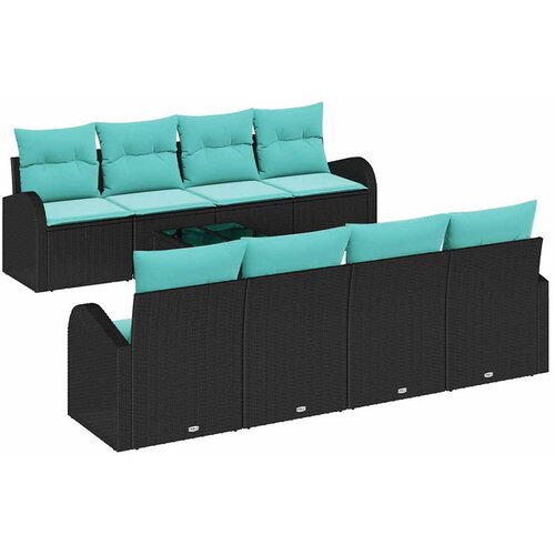 vidaXL Vrtna sedežna garnitura 9 pcs Črna in turkizna 55 x 55 x 37 cm, (5000020321) Cene