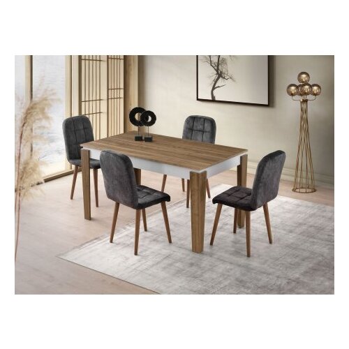 Hanah home Cunda - 2981 WalnutWhite Extendable Dining Table Slike