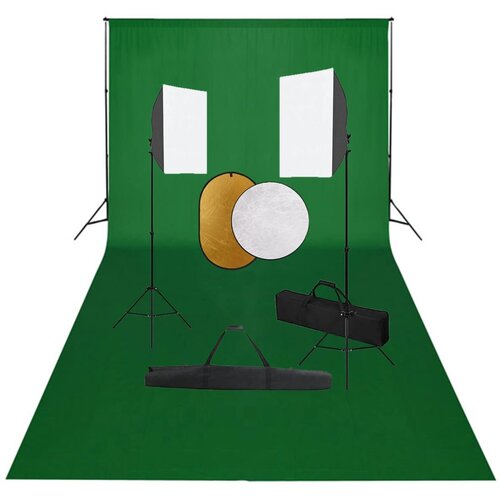 VidaXL Foto studijski komplet s softboxi, ozadjem in odbojnikom Slike