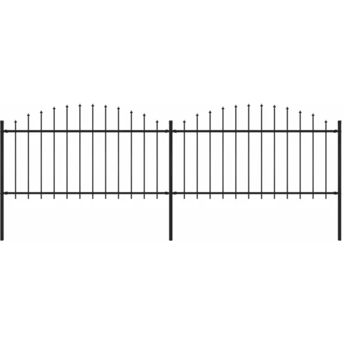 vidaXL vrtna ograja s koničastimi vrhovi jeklo (1,25-1,5)x3,4 m črna