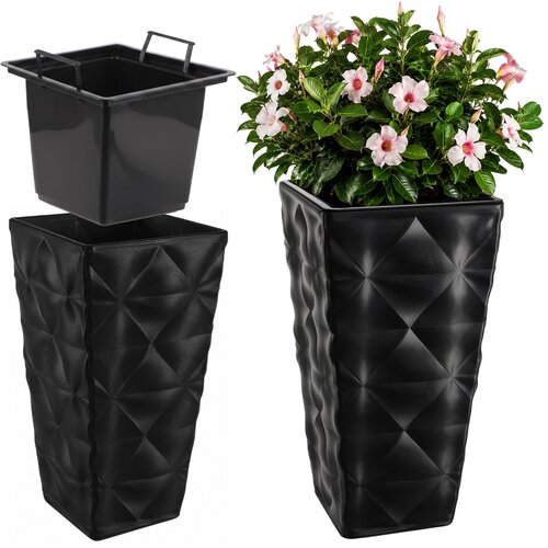 KADAX Vrtni lonec z vstavkom za rože Velik, visok, terasast 56 cm, črne barve, (5000353461) Cene