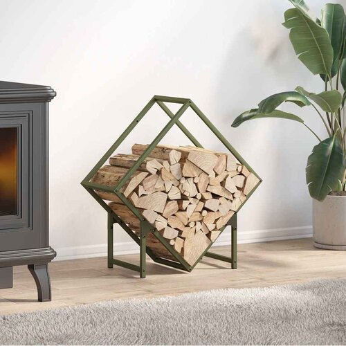 vidaXL stojalo za drva olive green 60x25x60 cm hladno valjano jeklo Cene