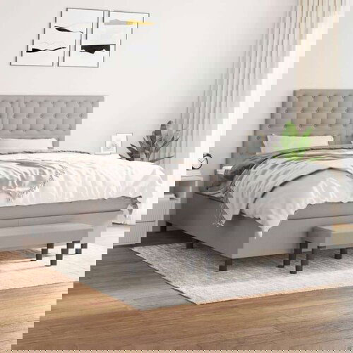  Box spring postelja z vzmetnico svetlo siva 180x200 cm blago, (20788980) Slike