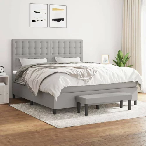  Box spring postelja z vzmetnico svetlo siva 180x200 cm blago, (20788980)