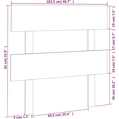  Uzglavlje za krevet crno 103,5 x 3 x 81 cm od masivne borovine Slike
