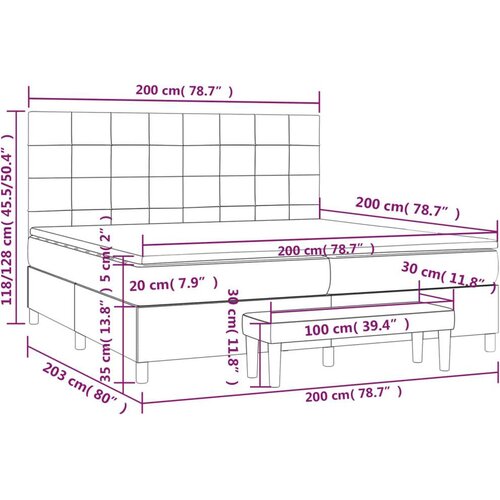 VidaXL Krevet s oprugama i madracem tamnozeleni 200x200 cm bar&amp;scaron;unasti Slike