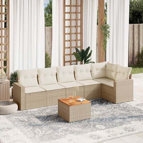 vidaXL 7-dijelni set vrtnih sofa od poliratana s jastucima bež Cijene