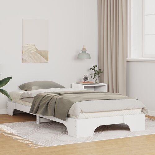 vidaXL Posteljni okvir Bela 100 x 220 cm Trdna borovina Cene