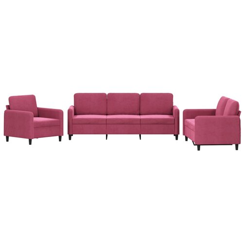 VidaXL 3-dijelni set sofa crvena boja vina bar&amp;scaron;unasti Slike