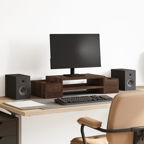  Stalak za monitor s pohranom boja hrasta 70 x 27 x 15 cm drveni Cijene