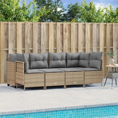  5-dijelni vrtni set sofa s jastucima bež od poliratana Cijene