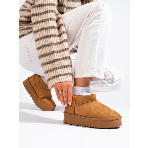 SHELOVET Short platform snow boots camel Slike